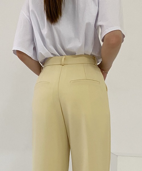 fd style（エフディ スタイル）の「[FD]ドレープハイウエストパンツ（スラックス・レディース・ホワイト/ベージュ・SMALL/MEDIUM/LARGE/X-LARGE）」の4枚目の写真