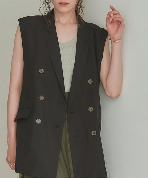 titivate（ティティベイト）の「ﾉｰｽﾘｰﾌﾞﾃｰﾗｰﾄﾞｼﾞｬｹｯﾄ（テーラードジャケット・レディース・ブラック/ベージュ/モカ・S/M）」の14枚目の写真