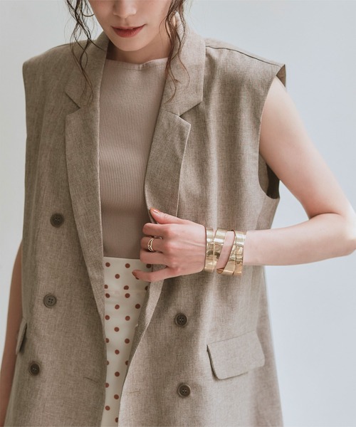 titivate（ティティベイト）の「ﾉｰｽﾘｰﾌﾞﾃｰﾗｰﾄﾞｼﾞｬｹｯﾄ（テーラードジャケット・レディース・ブラック/ベージュ/モカ・S/M）」の4枚目の写真