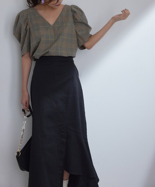 vis-`a-vis(ビサビ)の「【追加生産】アシンメトリーマーメイドスカート(スカート・レディース・ベージュ/スミクロ/カーキ・S/M)」の4枚目の写真