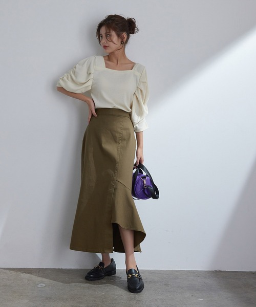 vis-`a-vis(ビサビ)の「【追加生産】アシンメトリーマーメイドスカート(スカート・レディース・ベージュ/スミクロ/カーキ・S/M)」の9枚目の写真