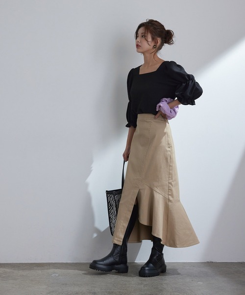 vis-`a-vis(ビサビ)の「【追加生産】アシンメトリーマーメイドスカート(スカート・レディース・ベージュ/スミクロ/カーキ・S/M)」の10枚目の写真