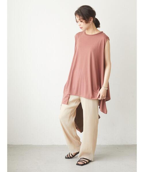 Green Parks(グリーンパークス)の「さらりノースリーブプルオーバー(Tシャツ/カットソー・レディース・ブラック/オフホワイト/ブラウン/グリーン/グレイッシュベージュ・FREE)」の17枚目の写真