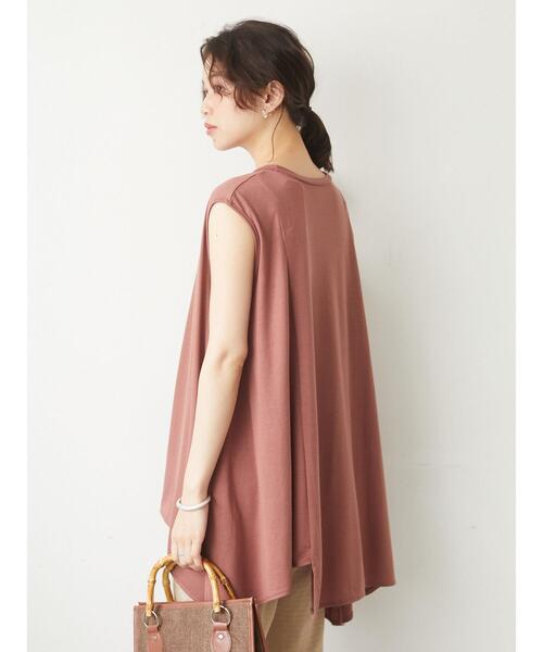 Green Parks(グリーンパークス)の「さらりノースリーブプルオーバー(Tシャツ/カットソー・レディース・ブラック/オフホワイト/ブラウン/グリーン/グレイッシュベージュ・FREE)」の6枚目の写真