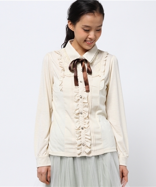 axes femme リボンキャミソール コルセット風ブラウス 2点セット axes femme リボンキャミソール コルセット風ブラウス 2点セット