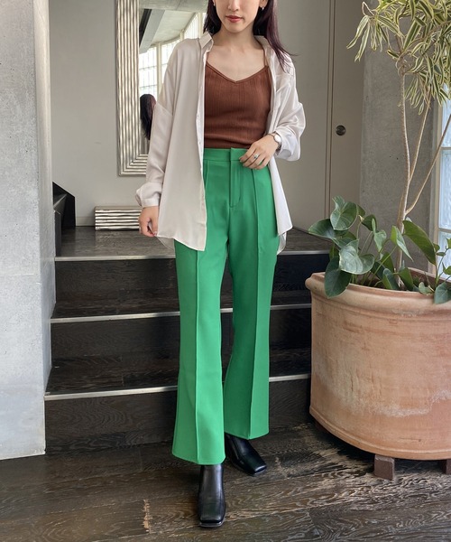 AS KNOW AS PINKY（アズノゥアズピンキー）の「虹のカケラスラックス カラーパンツ（スラックス・レディース・グリーン/パープル/イエロー/ライトイエロー/チャコールグレー/ブラック/ダークブルー/ブラウン/ダークパープル/オレンジ・FREE）」の17枚目の写真