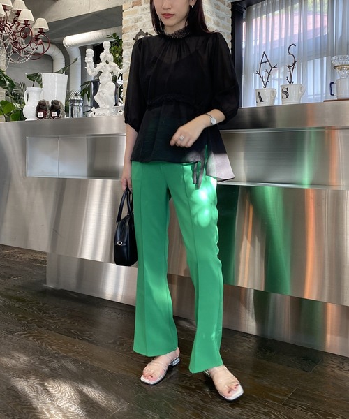 AS KNOW AS PINKY（アズノゥアズピンキー）の「虹のカケラスラックス カラーパンツ（スラックス・レディース・グリーン/パープル/イエロー/ライトイエロー/チャコールグレー/ブラック/ダークブルー/ブラウン/ダークパープル/オレンジ・FREE）」の13枚目の写真