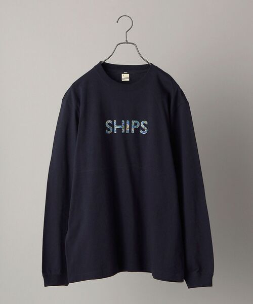 SHIPS(シップス)の「【WEB限定】SHIPS: フラワー柄 SHIPS ロゴ ユニセックス ロングスリーブ Tシャツ (ロンT)(Tシャツ/カットソー・メンズ・ホワイト/ブラック/ネイビー/ライトグリーン・SMALL/MEDIUM/LARGE/X-LARGE)」の1枚目の写真
