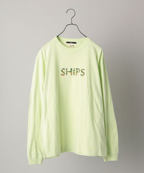 SHIPS(シップス)の「【WEB限定】SHIPS: フラワー柄 SHIPS ロゴ ユニセックス ロングスリーブ Tシャツ (ロンT)(Tシャツ/カットソー・メンズ・ホワイト/ブラック/ネイビー/ライトグリーン・SMALL/MEDIUM/LARGE/X-LARGE)」の4枚目の写真