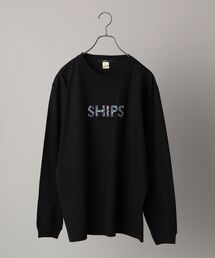 【WEB限定】SHIPS: フラワー柄 SHIPS ロゴ ユニセックス ロングスリーブ Tシャツ (ロンT)