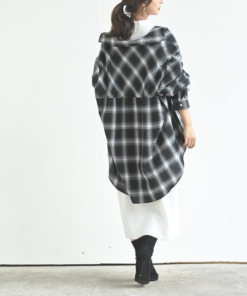 rps(アールピーエス)の「チェックBIGシャツ(シャツ/ブラウス・レディース・ブラック/ネイビー/レッド・M)」の6枚目の写真