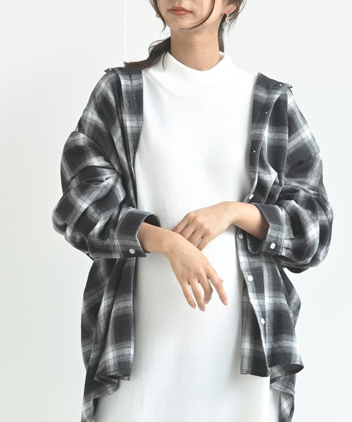 rps(アールピーエス)の「チェックBIGシャツ(シャツ/ブラウス・レディース・ブラック/ネイビー/レッド・M)」の8枚目の写真