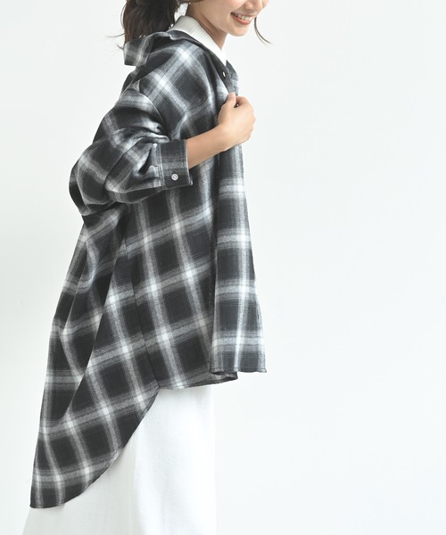 rps(アールピーエス)の「チェックBIGシャツ(シャツ/ブラウス・レディース・ブラック/ネイビー/レッド・M)」の9枚目の写真