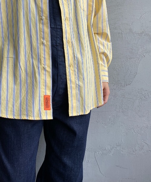 UNIVERSAL OVERALL（ユニバーサルオーバーオール）の「【FUDGE 11月号掲載】[UNIVERSAL OVERALL/ユニバーサルオーバーオール] 別注 ラウンドカラービッグシャツ（シャツ/ブラウス・レディース・ブルー/ホワイト/ピンク/イエロー・F）」の12枚目の写真