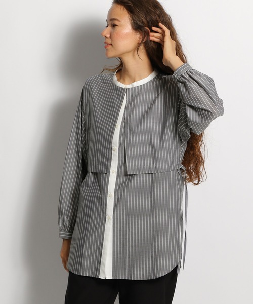 niko and...(ニコアンド)の「2WAYスクエアカラーブラウス(シャツ/ブラウス・レディース・ブラック/オフホワイト/チャコール・MEDIUM/LARGE)」の3枚目の写真