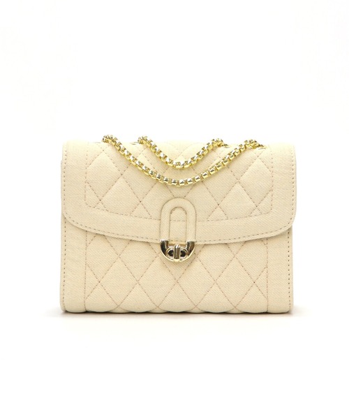 BASE（ベース）の「キルティング チェーン ショルダーバッグ ミニバッグ（ショルダーバッグ・レディース・アイボリー/ライトグレー/ブラック/ピンク/ブルー/ダークグリーン/ダークグレー/ライトブラウン/ベージュ/シルバー/ホワイト系その他/ブルー系その他・FREE）」の2枚目の写真