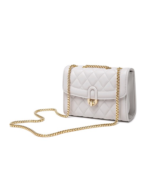 BASE（ベース）の「キルティング チェーン ショルダーバッグ ミニバッグ（ショルダーバッグ・レディース・アイボリー/ライトグレー/ブラック/ピンク/ブルー/ダークグリーン/ダークグレー/ライトブラウン/ベージュ/シルバー/ホワイト系その他/ブルー系その他・FREE）」の19枚目の写真