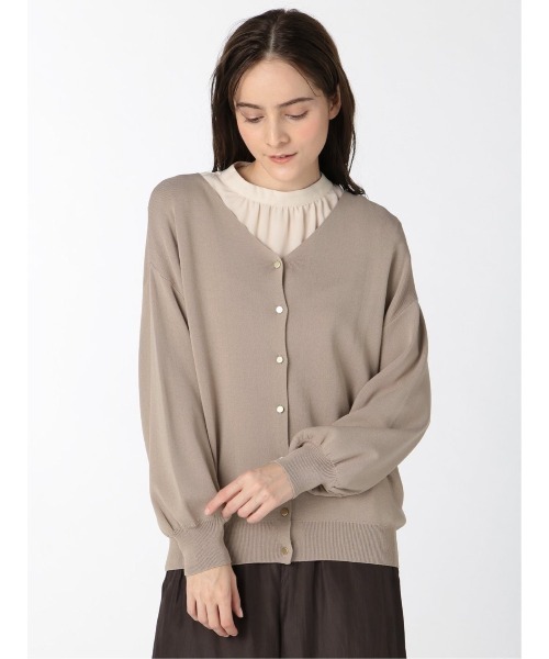 m.f.editorial（エムエフエディトリアル）の「エムエフエディトリアルレディース/m.f.editorial：Women  ゴム編み Vネック ゆるニットカーディガン（カーディガン/ボレロ・レディース・ベージュ/ブラック/グレー・FREE）」の3枚目の写真