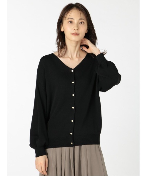 m.f.editorial（エムエフエディトリアル）の「エムエフエディトリアルレディース/m.f.editorial：Women  ゴム編み Vネック ゆるニットカーディガン（カーディガン/ボレロ・レディース・ベージュ/ブラック/グレー・FREE）」の2枚目の写真