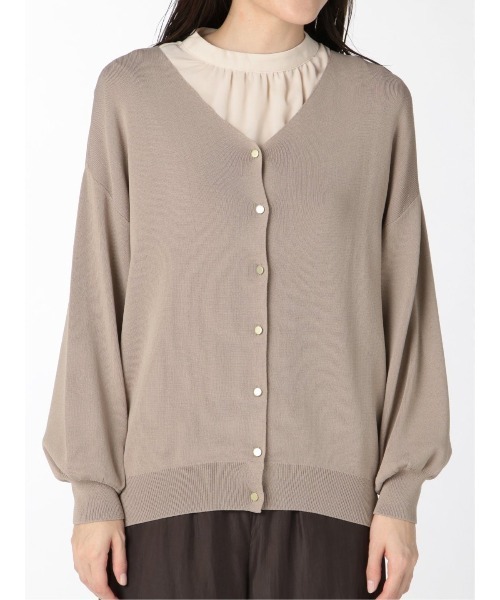 m.f.editorial（エムエフエディトリアル）の「エムエフエディトリアルレディース/m.f.editorial：Women  ゴム編み Vネック ゆるニットカーディガン（カーディガン/ボレロ・レディース・ベージュ/ブラック/グレー・FREE）」の6枚目の写真