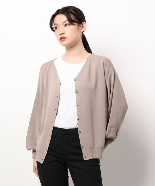 m.f.editorial（エムエフエディトリアル）の「エムエフエディトリアルレディース/m.f.editorial：Women  ゴム編み Vネック ゆるニットカーディガン（カーディガン/ボレロ・レディース・ベージュ/ブラック/グレー・FREE）」の12枚目の写真