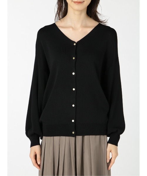 m.f.editorial（エムエフエディトリアル）の「エムエフエディトリアルレディース/m.f.editorial：Women  ゴム編み Vネック ゆるニットカーディガン（カーディガン/ボレロ・レディース・ベージュ/ブラック/グレー・FREE）」の14枚目の写真