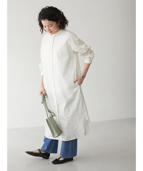 CRAFT STANDARD BOUTIQUE（クラフトスタンダードブティック）の「バンドカラーシャツワンピース　＊◆（シャツワンピース・レディース・オフホワイト/マルチ/グレー系その他2/グリーン系その他3/ブルー系その他6・FREE）」の6枚目の写真