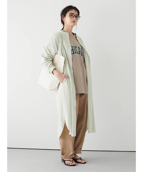 CRAFT STANDARD BOUTIQUE（クラフトスタンダードブティック）の「バンドカラーシャツワンピース　＊◆（シャツワンピース・レディース・オフホワイト/マルチ/グレー系その他2/グリーン系その他3/ブルー系その他6・FREE）」の9枚目の写真