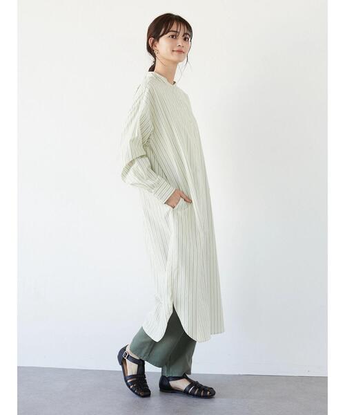 CRAFT STANDARD BOUTIQUE（クラフトスタンダードブティック）の「バンドカラーシャツワンピース　＊◆（シャツワンピース・レディース・オフホワイト/マルチ/グレー系その他2/グリーン系その他3/ブルー系その他6・FREE）」の13枚目の写真