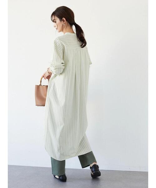 CRAFT STANDARD BOUTIQUE（クラフトスタンダードブティック）の「バンドカラーシャツワンピース　＊◆（シャツワンピース・レディース・オフホワイト/マルチ/グレー系その他2/グリーン系その他3/ブルー系その他6・FREE）」の15枚目の写真