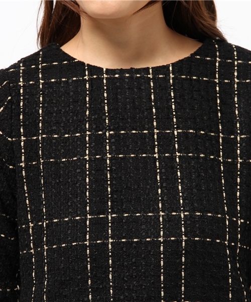 CIAOPANIC（チャオパニック）の「【Ciaopanic】ラメツイードチェックOP（ワンピース・レディース・ブラック/ネイビー・FREE）」の8枚目の写真
