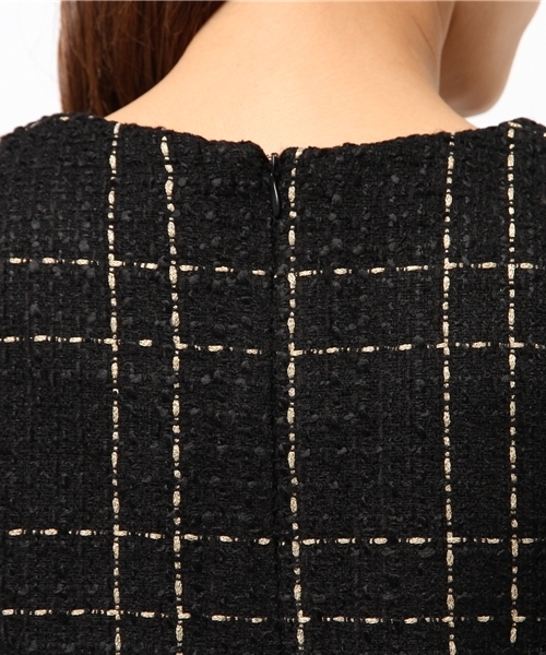 CIAOPANIC（チャオパニック）の「【Ciaopanic】ラメツイードチェックOP（ワンピース・レディース・ブラック/ネイビー・FREE）」の10枚目の写真