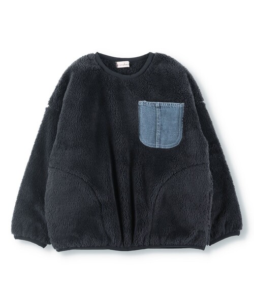 BRANSHES（ブランシェス）の「【あったか】ボア＆デニムポケットトレーナー（スウェット・キッズ・チャコールグレー/ベージュ・90/100/110/120/130/140/150）」の13枚目の写真