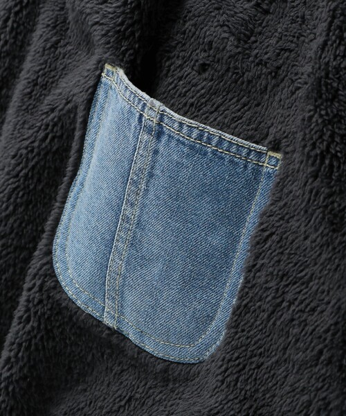 BRANSHES（ブランシェス）の「【あったか】ボア＆デニムポケットトレーナー（スウェット・キッズ・チャコールグレー/ベージュ・90/100/110/120/130/140/150）」の18枚目の写真