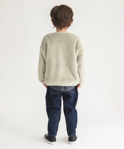 BRANSHES（ブランシェス）の「【あったか】ボア＆デニムポケットトレーナー（スウェット・キッズ・チャコールグレー/ベージュ・90/100/110/120/130/140/150）」の9枚目の写真