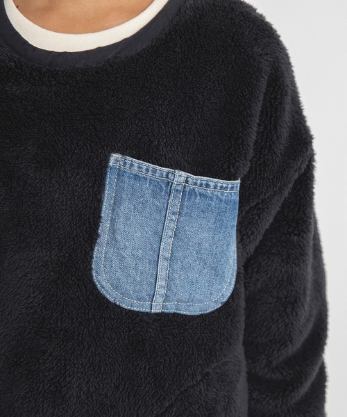 BRANSHES（ブランシェス）の「【あったか】ボア＆デニムポケットトレーナー（スウェット・キッズ・チャコールグレー/ベージュ・90/100/110/120/130/140/150）」の12枚目の写真