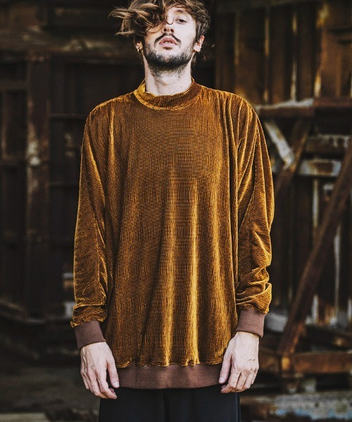 NO ID.（ノーアイディ）の「mlt3697-ﾍﾞﾛｱﾜｯｼｬｰﾄﾞﾙﾏﾝｽﾘｰﾌﾞﾓｯｸﾈｯｸPO  プルオーバー（Tシャツ/カットソー・メンズ・ベージュ/ブラウン/ブラック/ブルーグレー・ONE SIZE）」の11枚目の写真