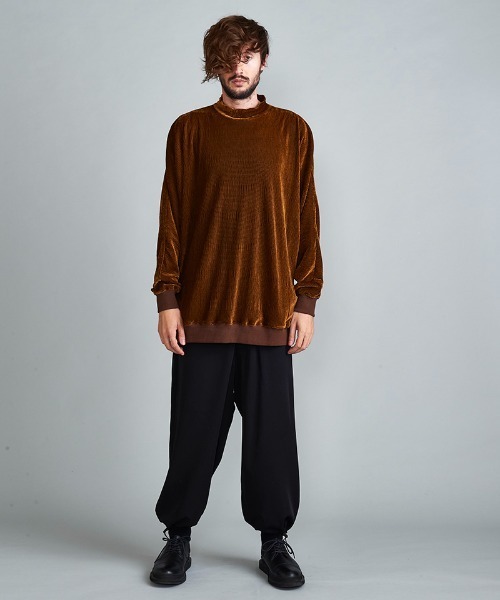 NO ID.（ノーアイディ）の「mlt3697-ﾍﾞﾛｱﾜｯｼｬｰﾄﾞﾙﾏﾝｽﾘｰﾌﾞﾓｯｸﾈｯｸPO  プルオーバー（Tシャツ/カットソー・メンズ・ベージュ/ブラウン/ブラック/ブルーグレー・ONE SIZE）」の22枚目の写真