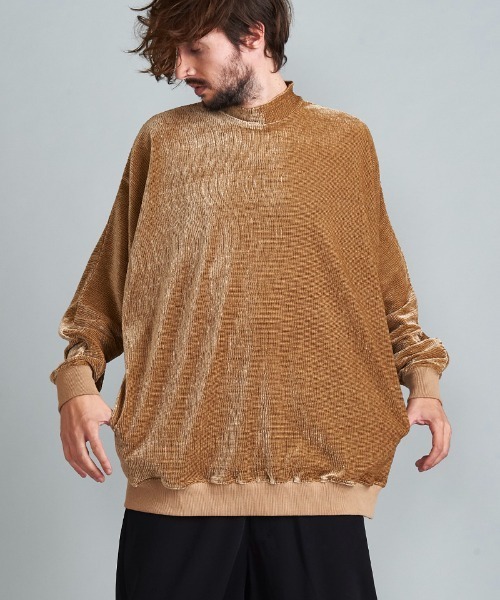 NO ID.（ノーアイディ）の「mlt3697-ﾍﾞﾛｱﾜｯｼｬｰﾄﾞﾙﾏﾝｽﾘｰﾌﾞﾓｯｸﾈｯｸPO  プルオーバー（Tシャツ/カットソー・メンズ・ベージュ/ブラウン/ブラック/ブルーグレー・ONE SIZE）」の12枚目の写真