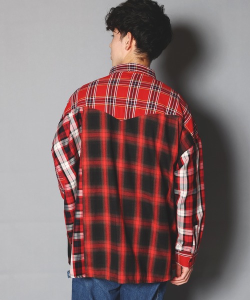 GALLIS ADDICTION(ガリスアディクション)の「GA CRAZY-CHECK L/S SHIRT/クレイジー チェックシャツ(シャツ/ブラウス・メンズ・ブラック/ブルー/レッド・FREE)」の4枚目の写真