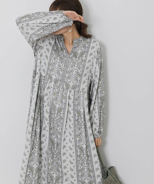 URBAN RESEARCH Sonny Label（アーバンリサーチサニーレーベル）の「『WEB限定』パネルペイズリーワンピース（ワンピース・レディース・イエロー/ベージュ系その他/ブラウン・FREE）」の12枚目の写真