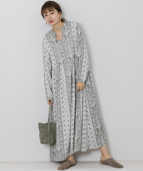 URBAN RESEARCH Sonny Label（アーバンリサーチサニーレーベル）の「『WEB限定』パネルペイズリーワンピース（ワンピース・レディース・イエロー/ベージュ系その他/ブラウン・FREE）」の5枚目の写真