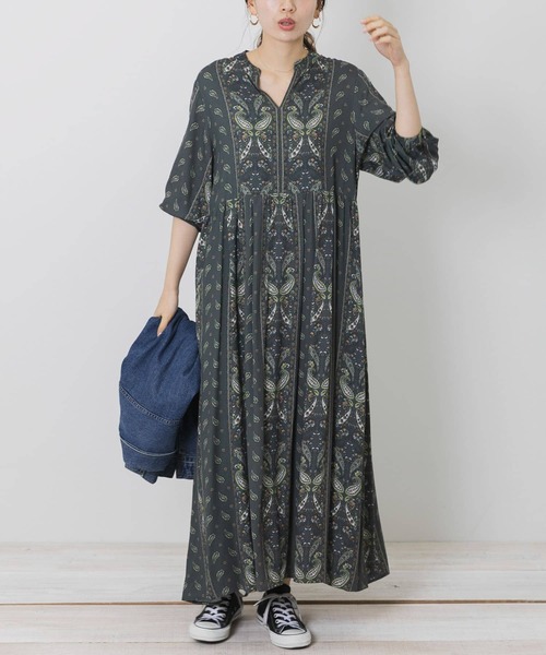 URBAN RESEARCH Sonny Label（アーバンリサーチサニーレーベル）の「『WEB限定』パネルペイズリーワンピース（ワンピース・レディース・イエロー/ベージュ系その他/ブラウン・FREE）」の14枚目の写真