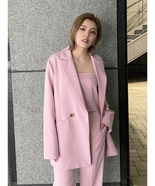 ENVYM(アンビー)の「ダブルブレストJK(テーラードジャケット・レディース・ブラック/アイボリー/ピンク・FREE)」の7枚目の写真