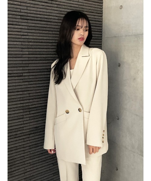 ENVYM(アンビー)の「ダブルブレストJK(テーラードジャケット・レディース・ブラック/アイボリー/ピンク・FREE)」の12枚目の写真