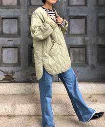 ulu | Original quilting over silhouette coat(ノーカラージャケット)