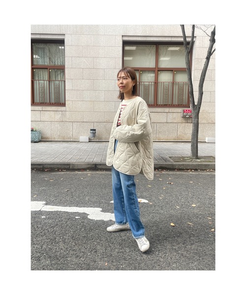 ulu（ウル）の「Original quilting over silhouette coat（ノーカラージャケット・レディース・ブラック/カーキ/アイボリー・FREE）」の16枚目の写真