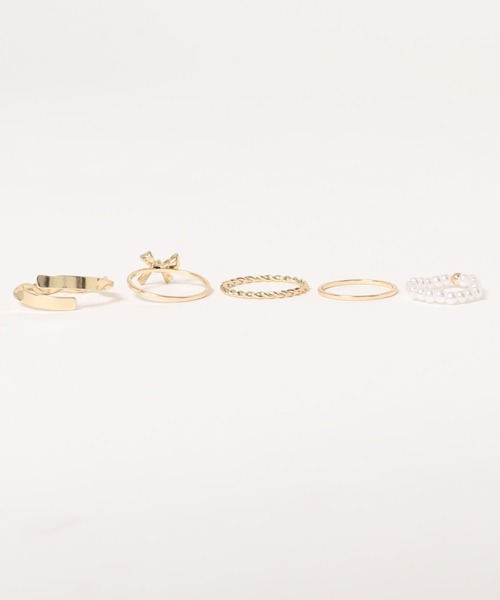 apres jour（アプレジュール）の「【apres jour×ARIAZ】リボンパールリング５セット（リング・レディース・シルバー/ゴールド・FREE）」の4枚目の写真