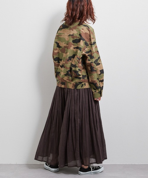 CIAOPANIC TYPY（チャオパニックティピー）の「■ノーカラーミリタリージャケット（ノーカラージャケット・レディース・ベージュ/ブラウン/カーキ・ONE SIZE）」の12枚目の写真