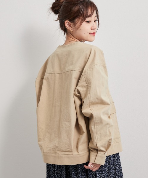 CIAOPANIC TYPY（チャオパニックティピー）の「■ノーカラーミリタリージャケット（ノーカラージャケット・レディース・ベージュ/ブラウン/カーキ・ONE SIZE）」の16枚目の写真